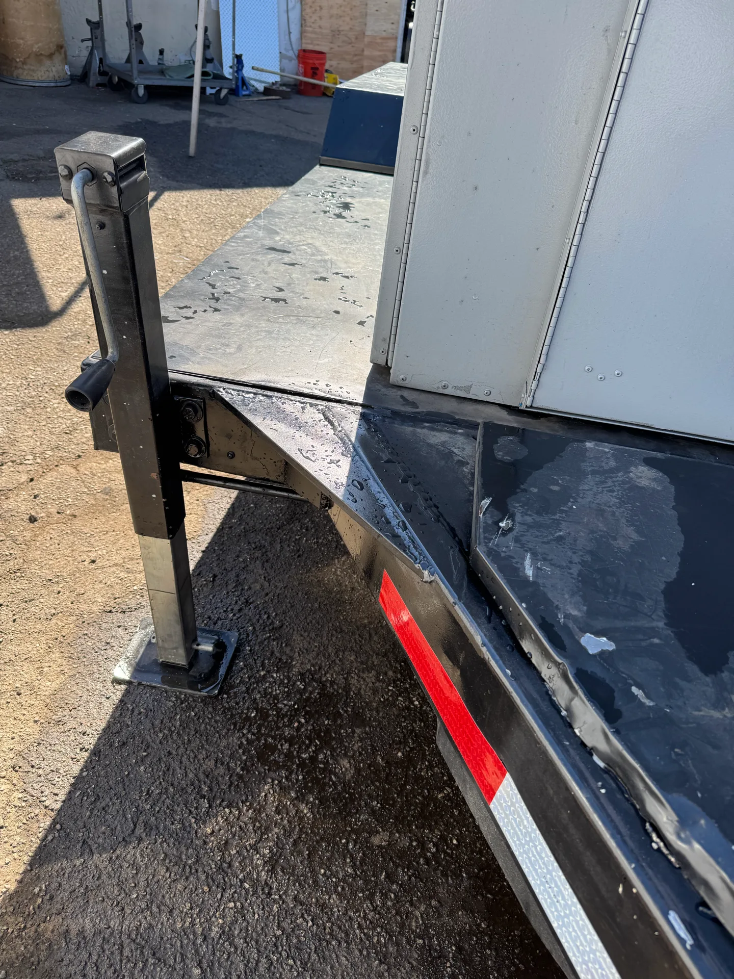 Mobile trailer welding in Duarte, CA: generator trailer support jack and frame repair