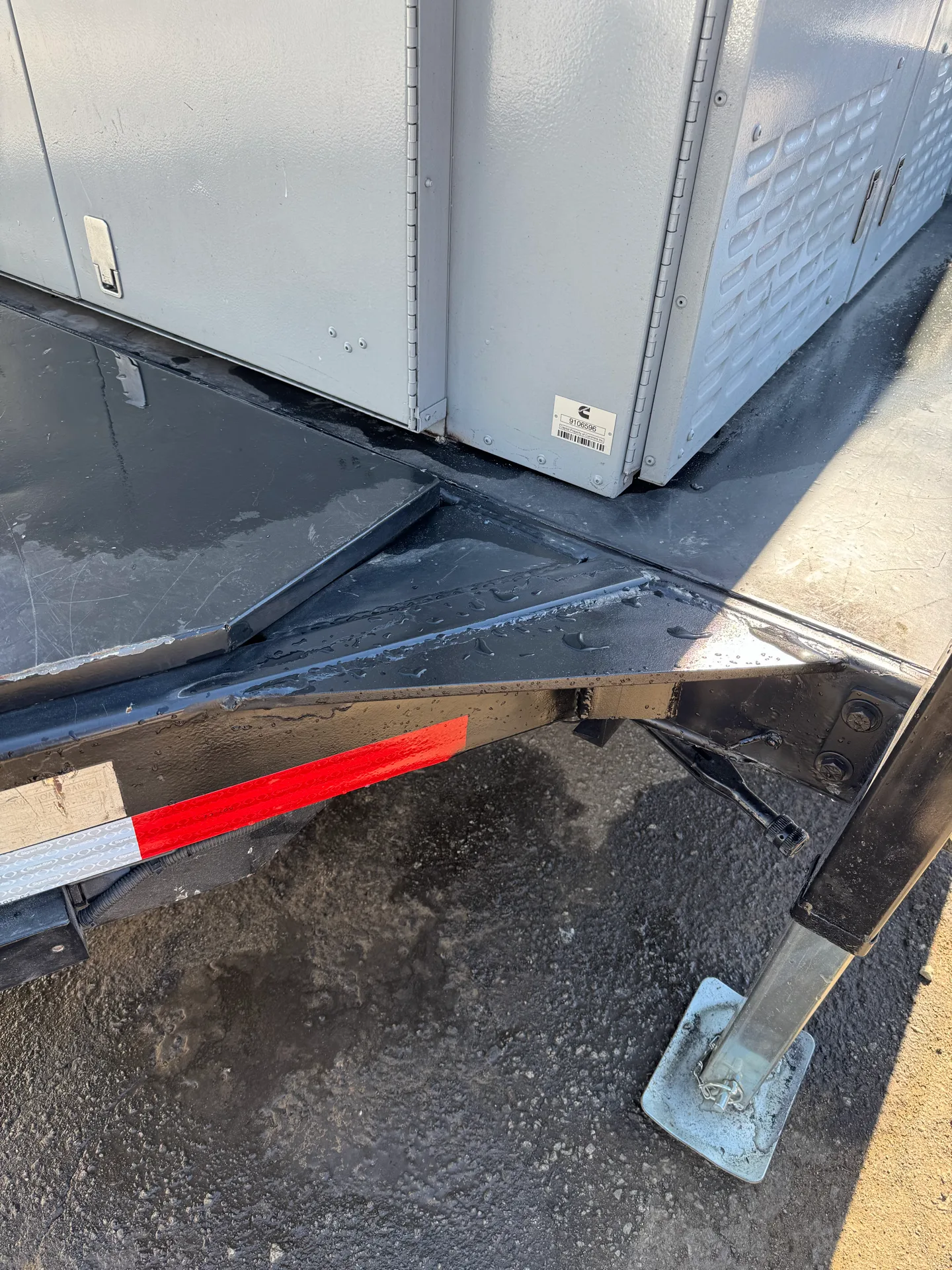 Welded jack mount on a generator trailer tongue